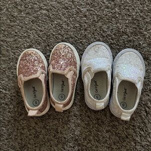 Cat & Jack Pink and Silver Glitter Kids Sneakers